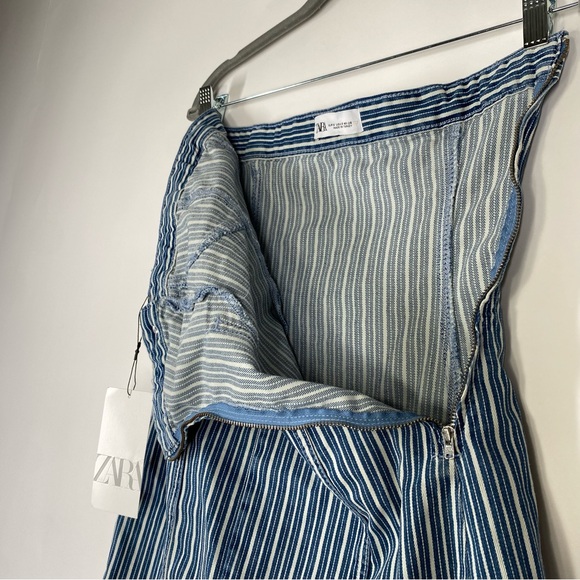 ZARA Strapless Striped Denim Dress. Size S - Picture 5 of 14